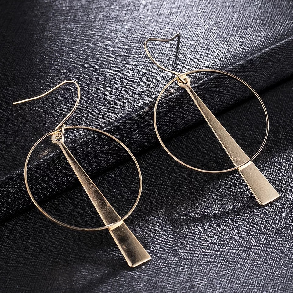 Round Circle Metal Drop Dangle Earrings
